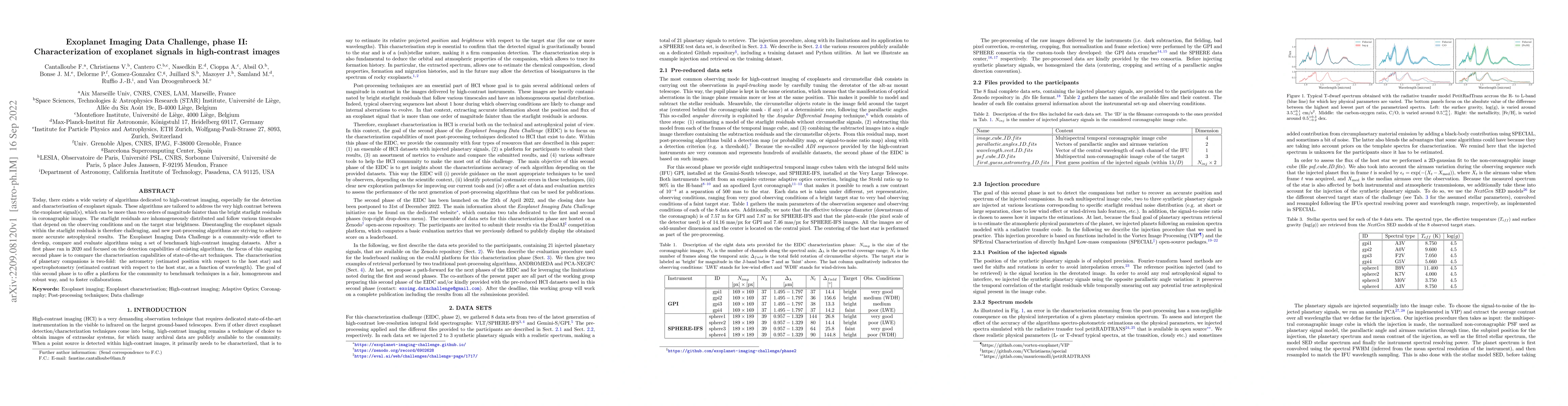 Thumbnail for Exoplanet Imaging Data Challenge, phase II: Characterization of
  exoplanet signals in high-contrast images