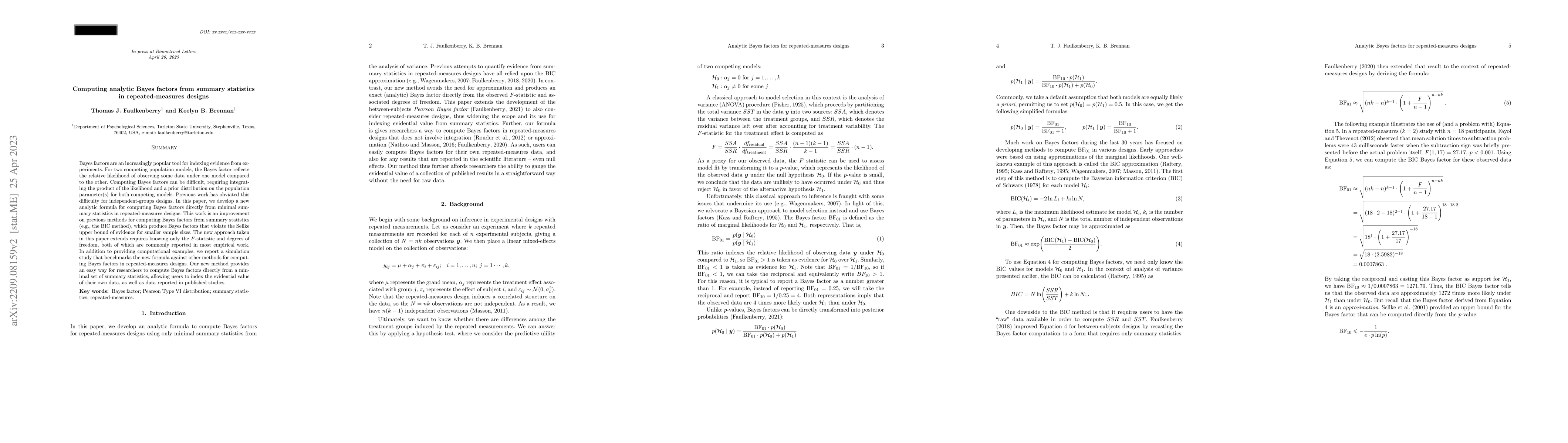 Thumbnail for Computing analytic Bayes factors from summary statistics in
  repeated-measures designs