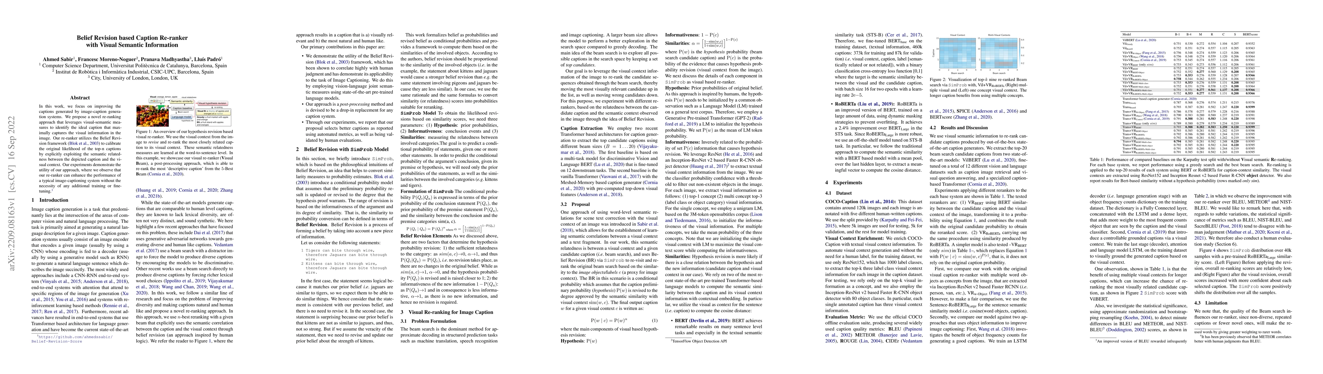Thumbnail for Belief Revision based Caption Re-ranker with Visual Semantic Information