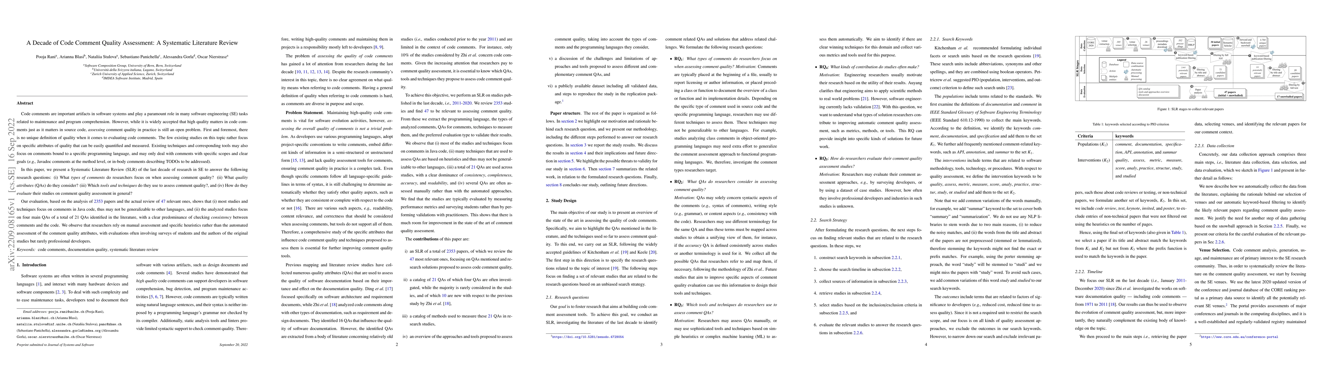 Thumbnail for A Decade of Code Comment Quality Assessment: A Systematic Literature
  Review
