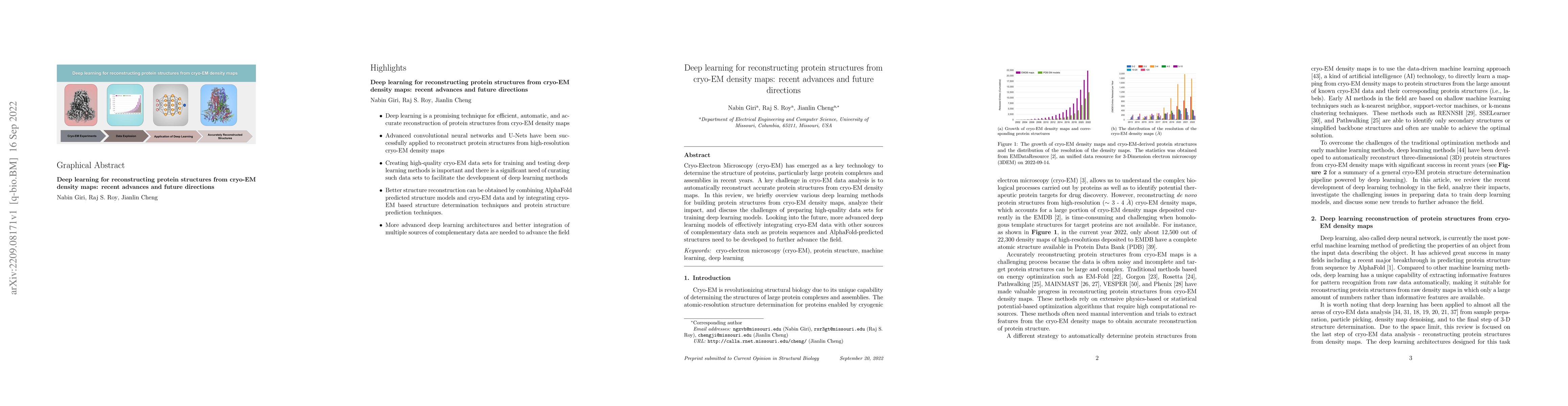 Thumbnail for Deep learning for reconstructing protein structures from cryo-EM density
  maps: recent advances and future directions