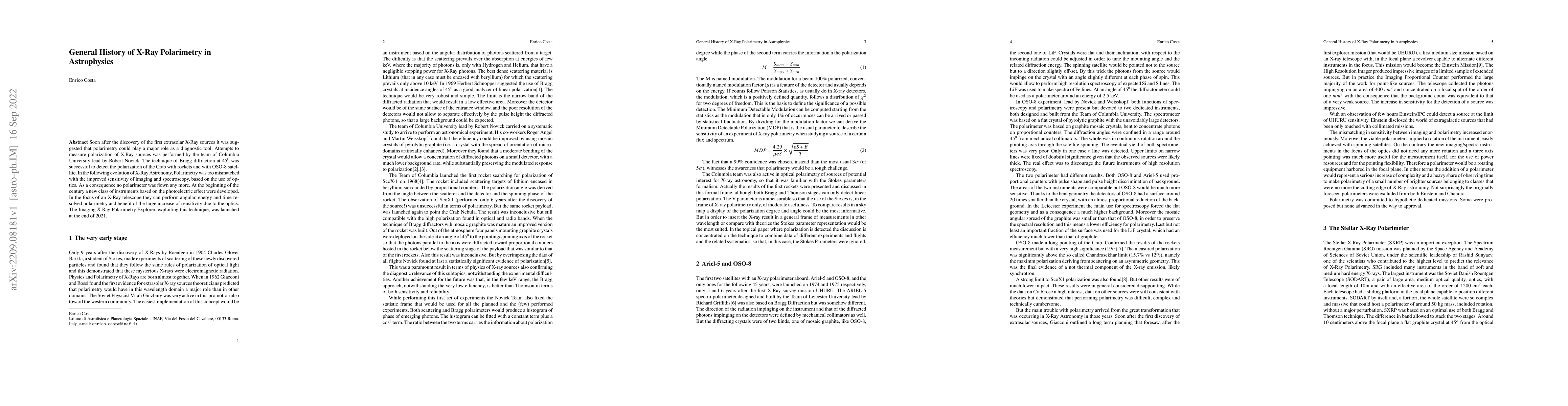 Thumbnail for General History of X-Ray Polarimetry in Astrophysics