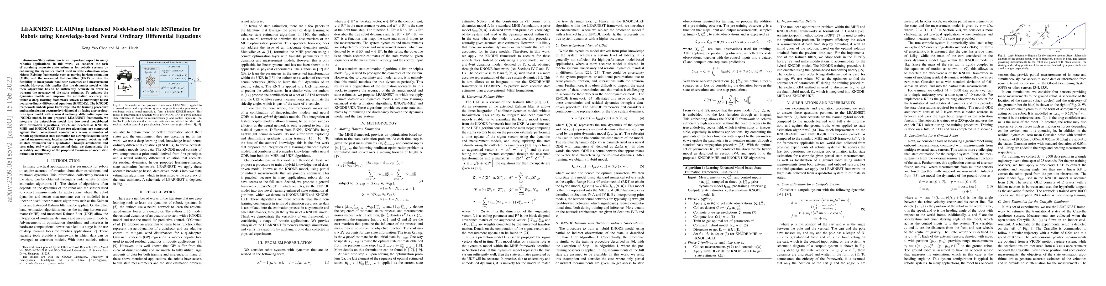 Thumbnail for LEARNEST: LEARNing Enhanced Model-based State ESTimation for Robots
  using Knowledge-based Neural Ordinary Differential Equations