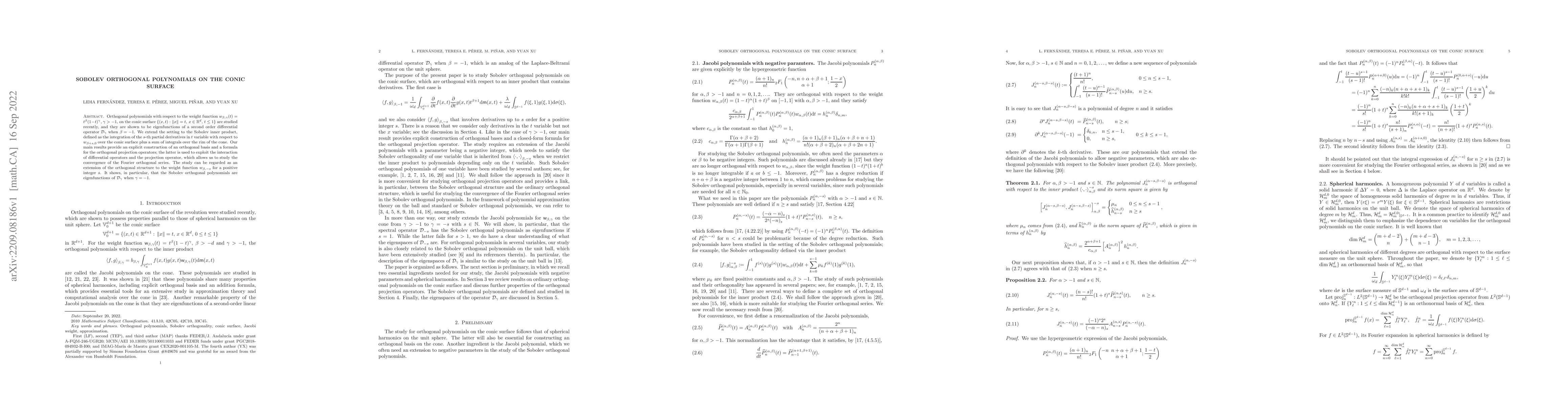 Thumbnail for Sobolev orthogonal polynomials on the conic surface