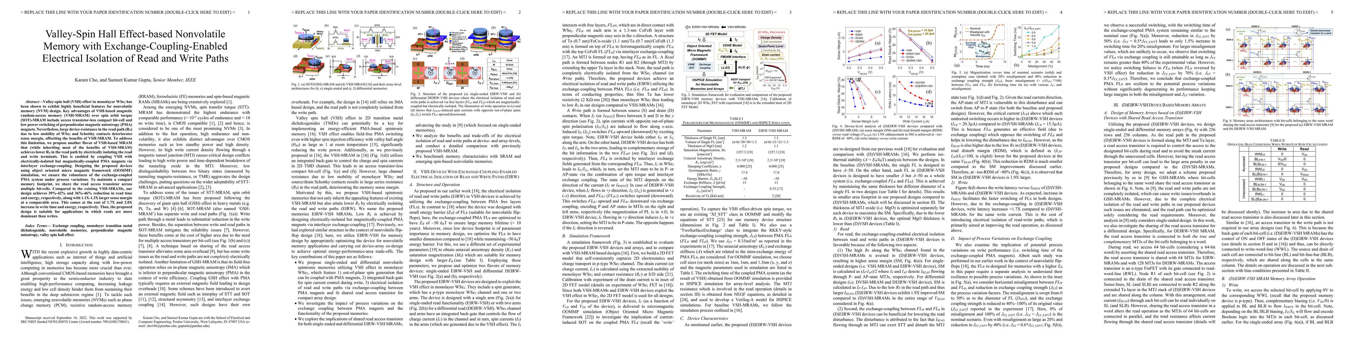 Thumbnail for Valley-Spin Hall Effect-based Nonvolatile Memory with
  Exchange-Coupling-Enabled Electrical Isolation of Read and Write Paths