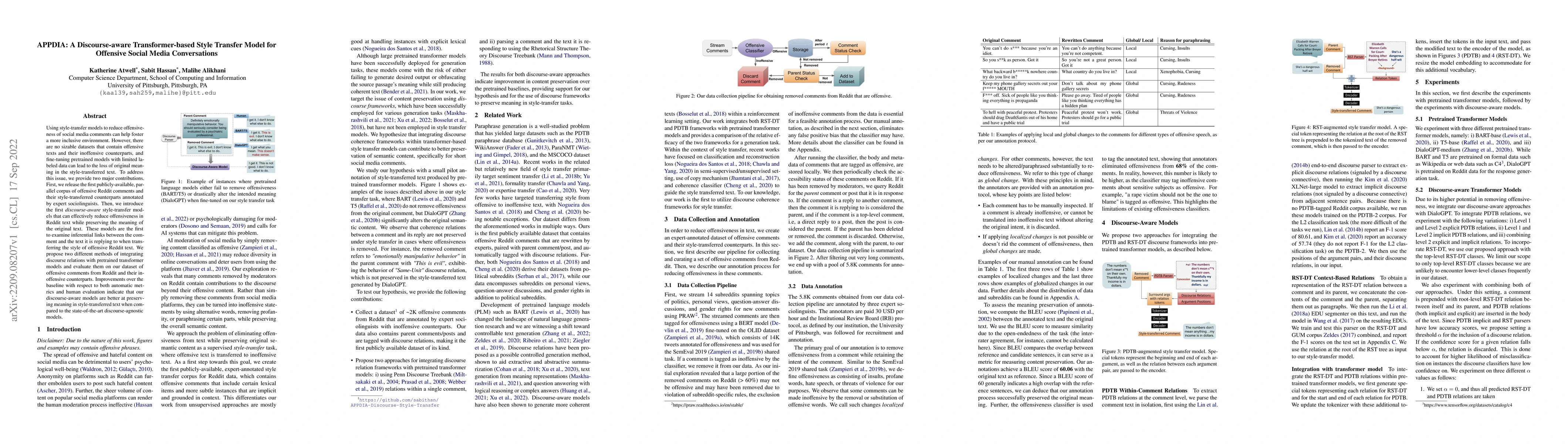 Thumbnail for APPDIA: A Discourse-aware Transformer-based Style Transfer Model for
  Offensive Social Media Conversations