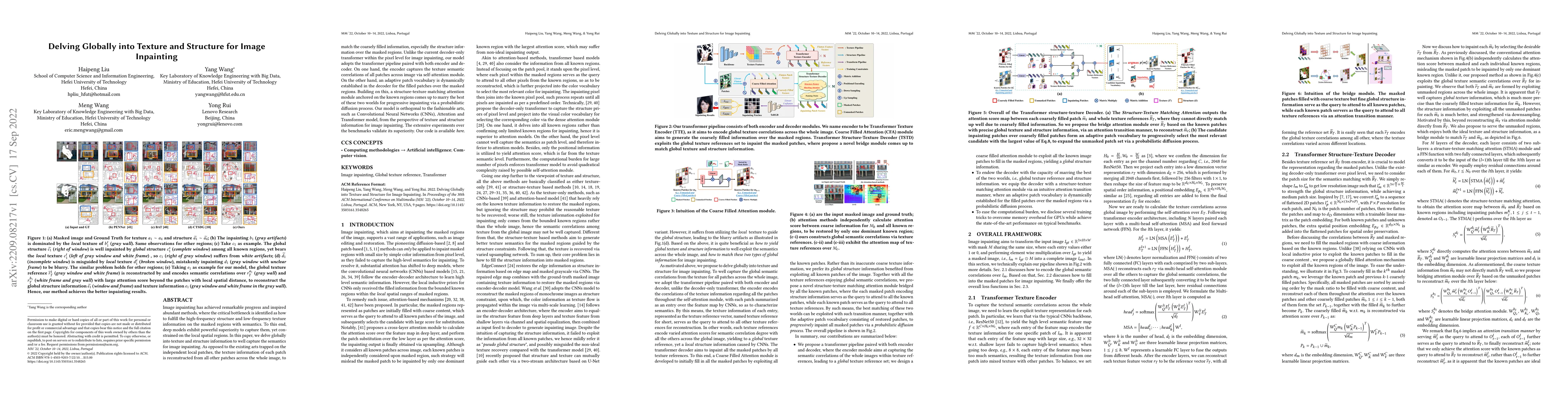 Thumbnail for Delving Globally into Texture and Structure for Image Inpainting