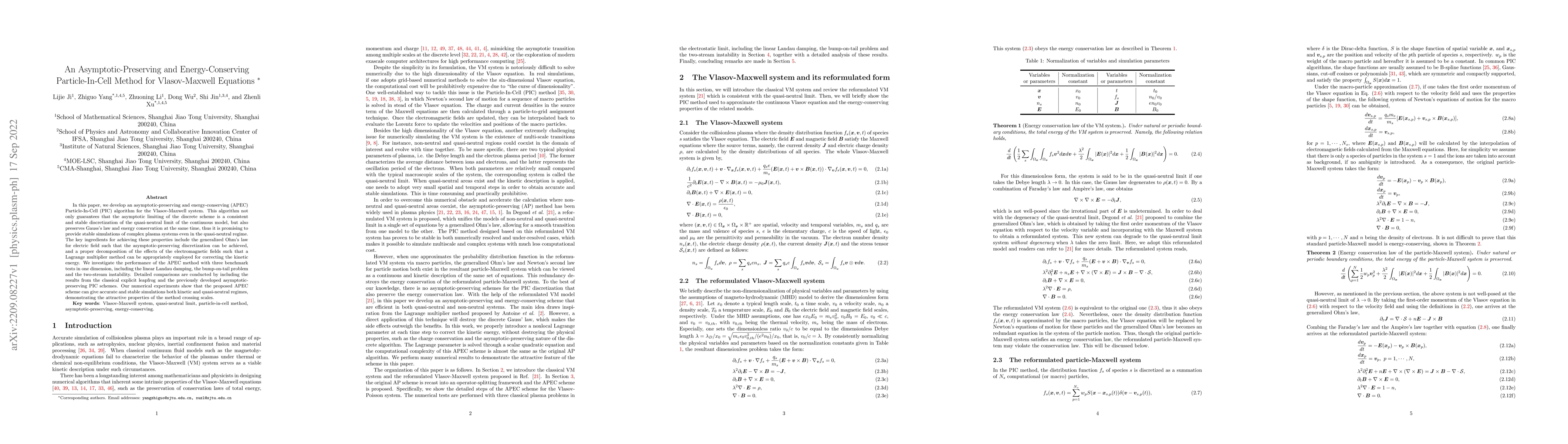 Thumbnail for An Asymptotic-Preserving and Energy-Conserving Particle-In-Cell Method
  for Vlasov-Maxwell Equations