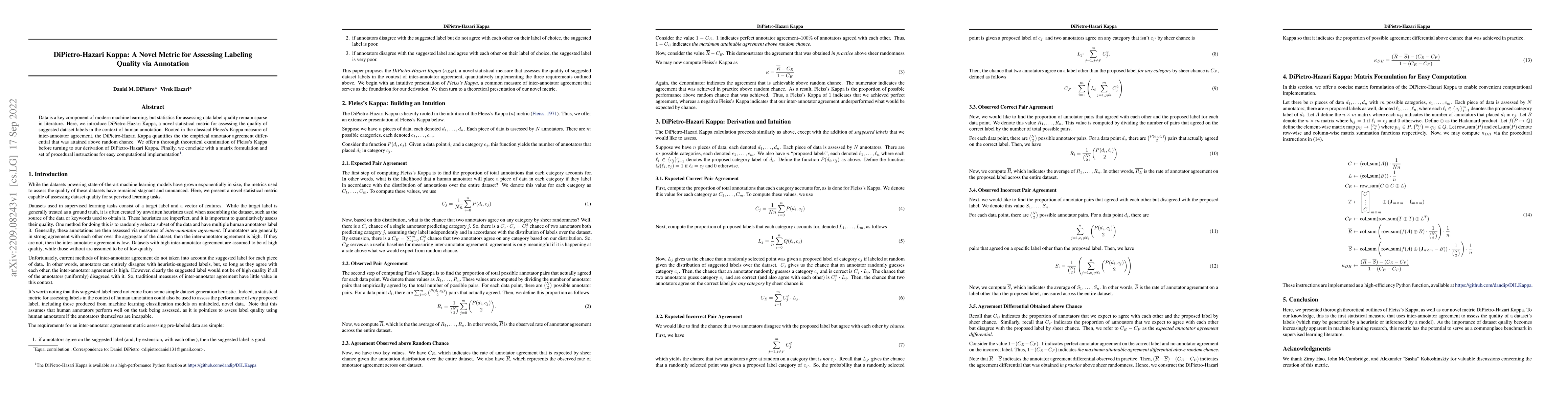 Thumbnail for DiPietro-Hazari Kappa: A Novel Metric for Assessing Labeling Quality via
  Annotation