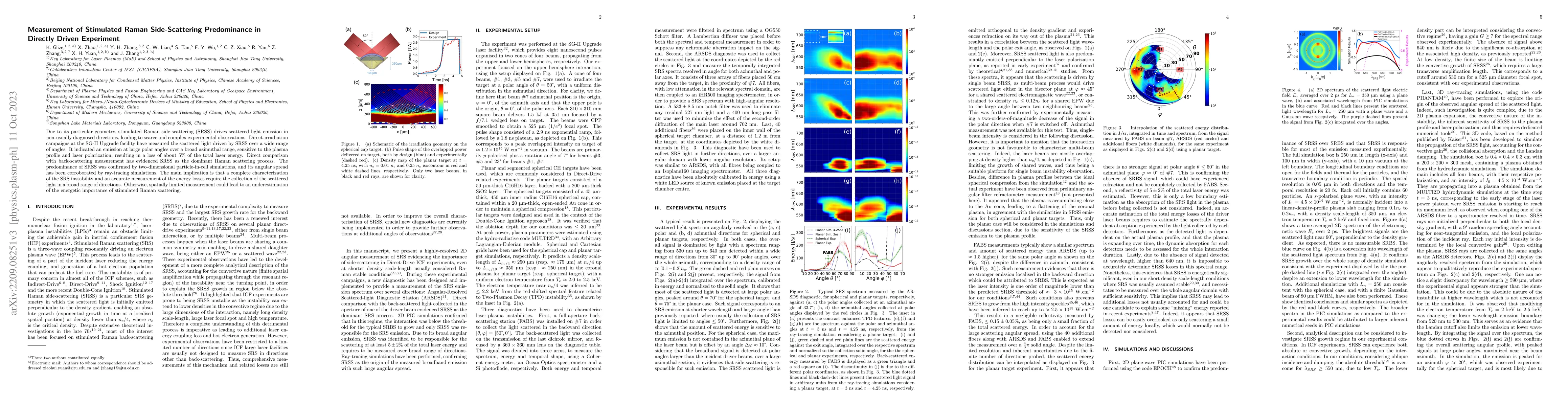Thumbnail for Measurement of Stimulated Raman Side-Scattering Predominance in Directly
  Driven Experiment