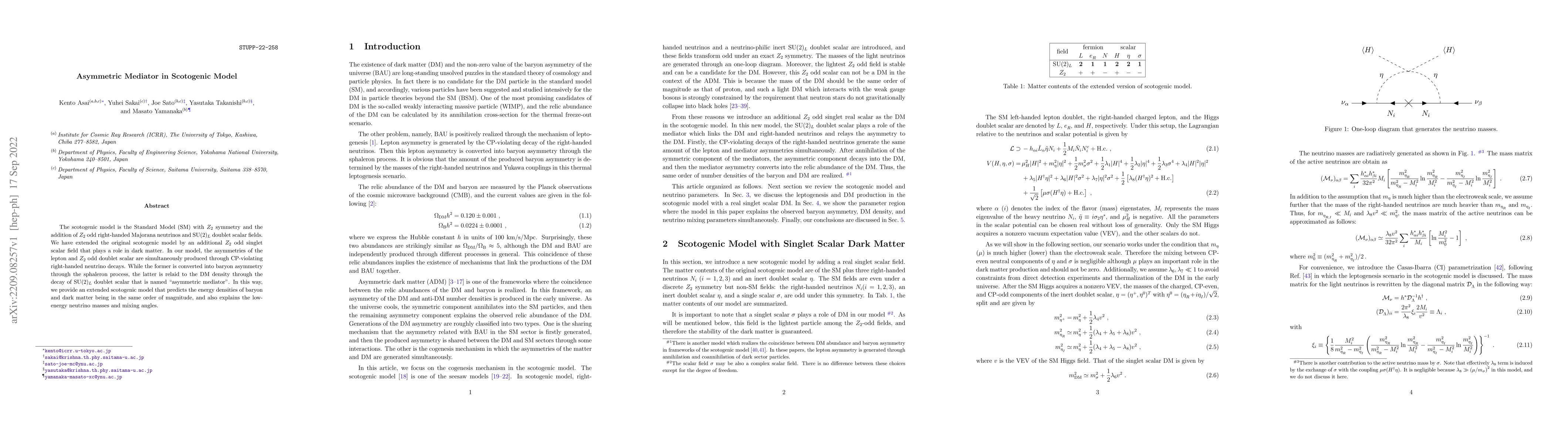 Thumbnail for Asymmetric Mediator in Scotogenic Model
