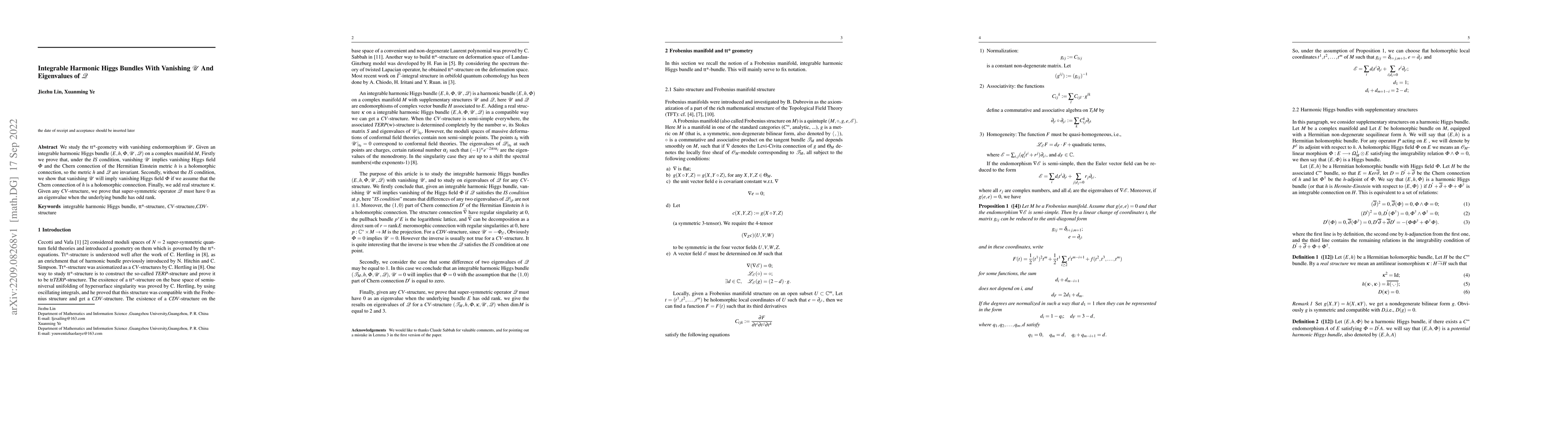 Thumbnail for Integrable Harmonic Higgs Bundles With Vanishing $\mathcal{U}$ And
  Eigenvalues of $\mathcal{Q}$