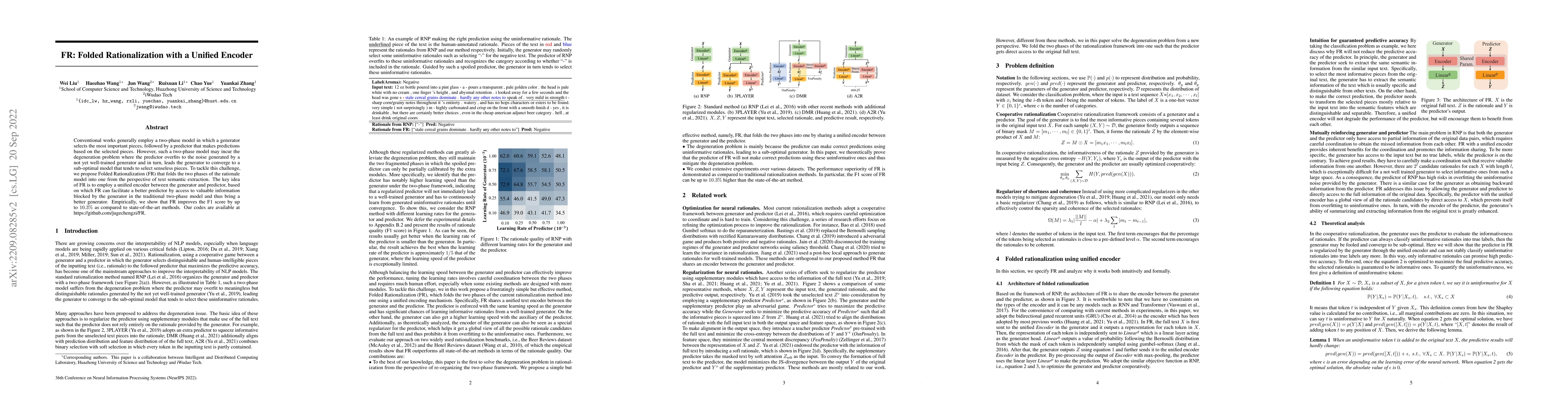 Thumbnail for FR: Folded Rationalization with a Unified Encoder
