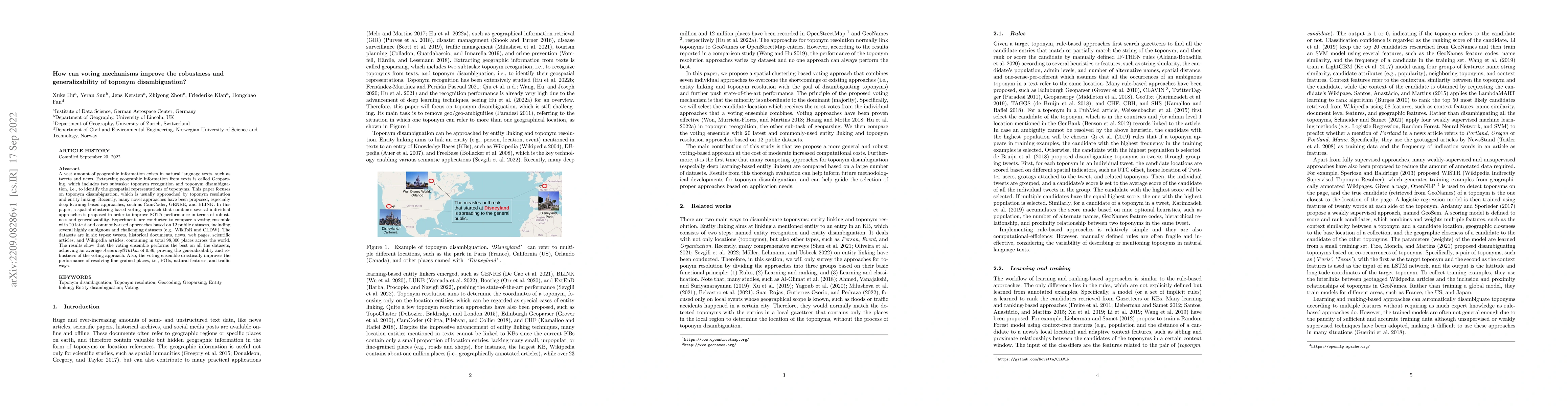 Thumbnail for How can voting mechanisms improve the robustness and generalizability of
  toponym disambiguation?