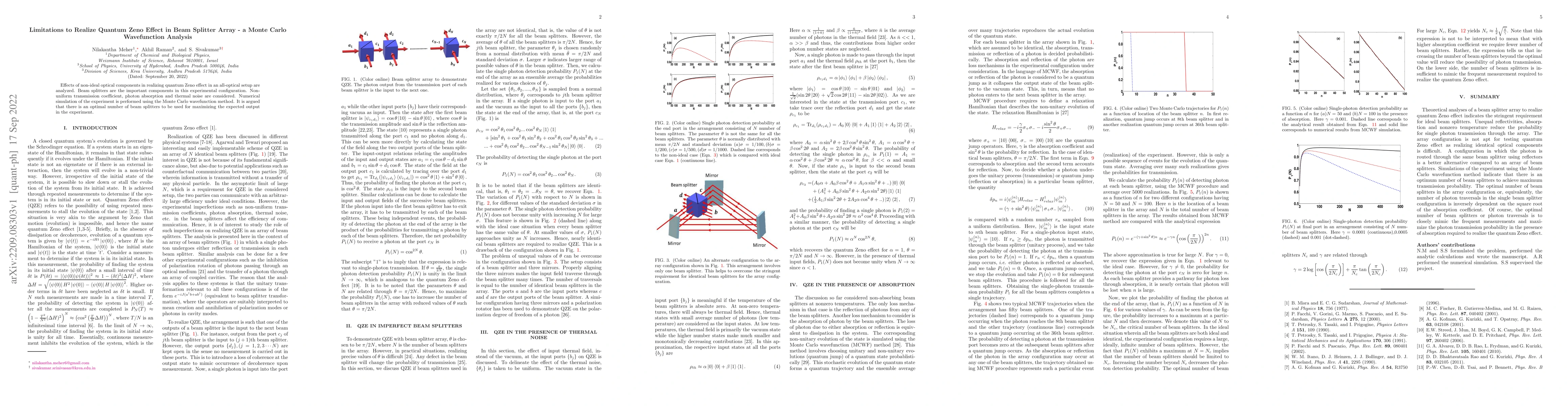 Thumbnail for Limitations to Realize Quantum Zeno Effect in Beam Splitter Array -- a
  Monte Carlo Wavefunction Analysis