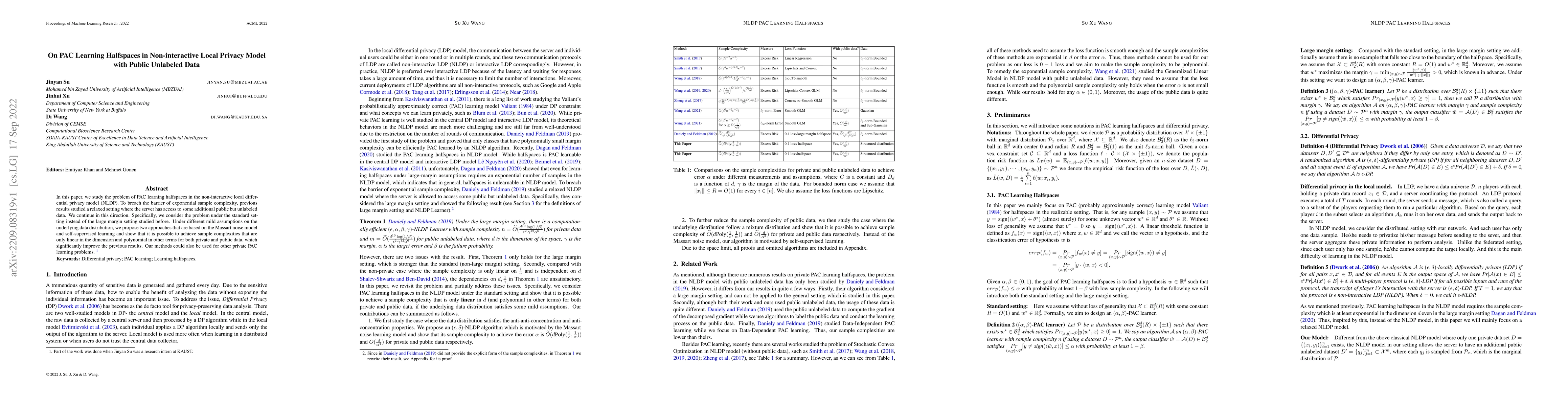 Thumbnail for On PAC Learning Halfspaces in Non-interactive Local Privacy Model with
  Public Unlabeled Data