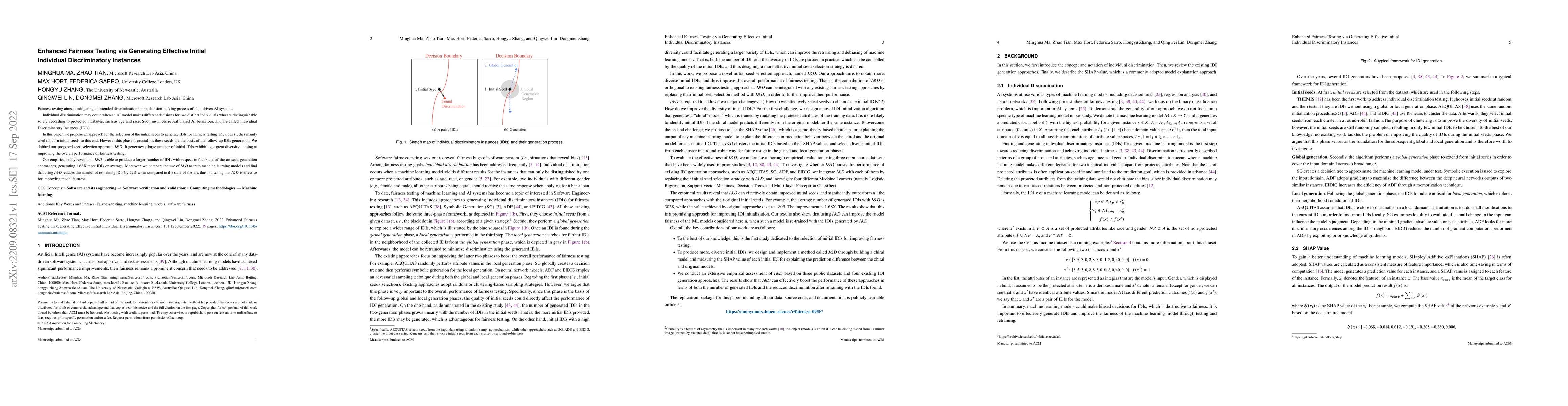 Thumbnail for Enhanced Fairness Testing via Generating Effective Initial Individual
  Discriminatory Instances