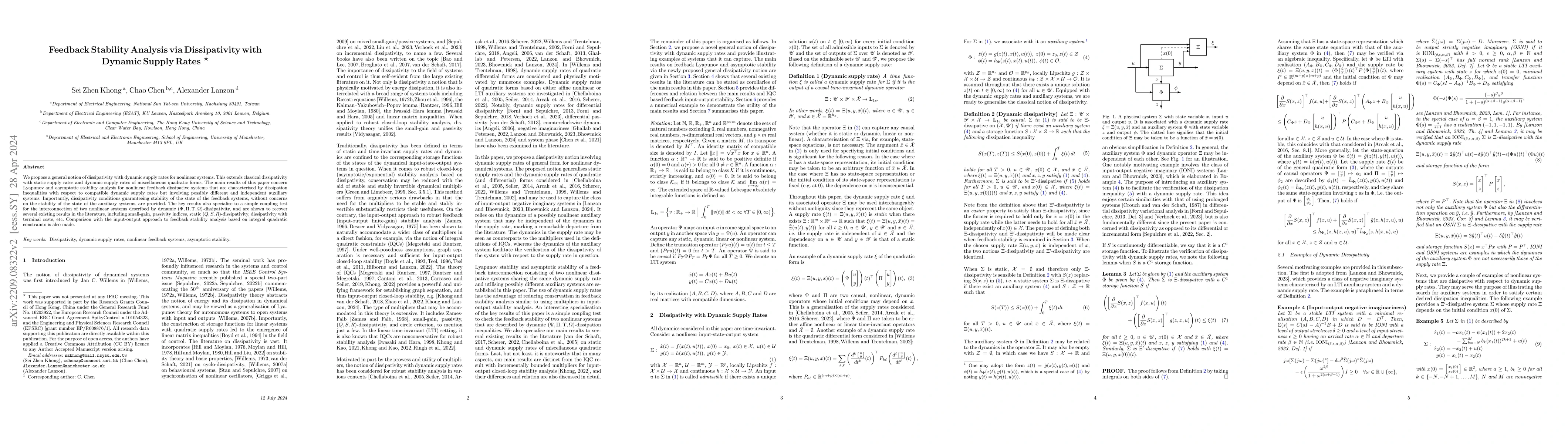 Thumbnail for Feedback Stability Analysis via Dissipativity with Dynamic Supply Rates