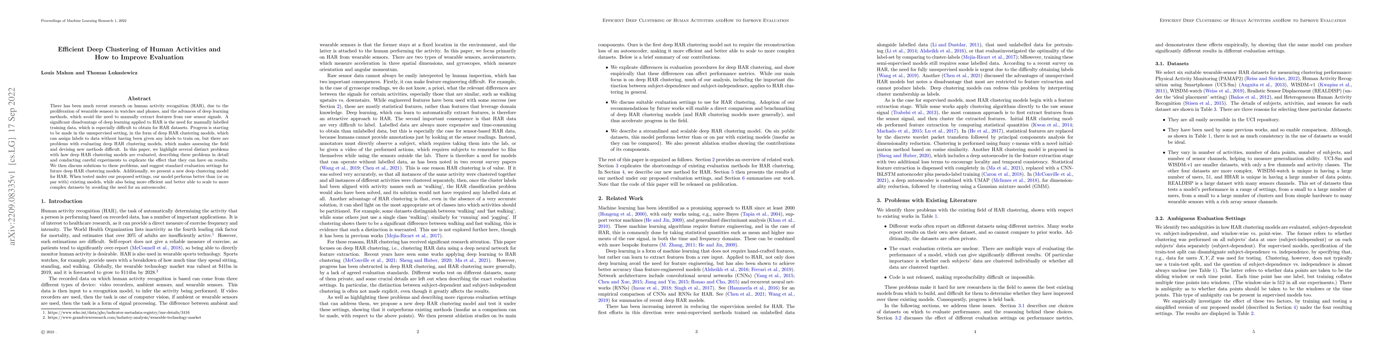 Thumbnail for Efficient Deep Clustering of Human Activities and How to Improve
  Evaluation