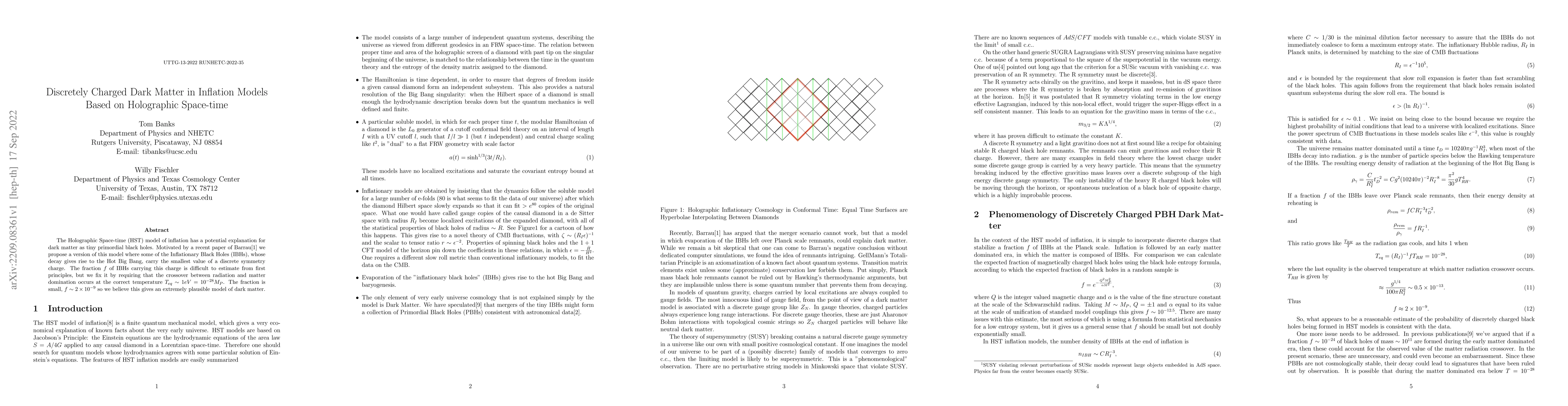 Thumbnail for Discretely Charged Dark Matter in Inflation Models Based on Holographic
  Space-time