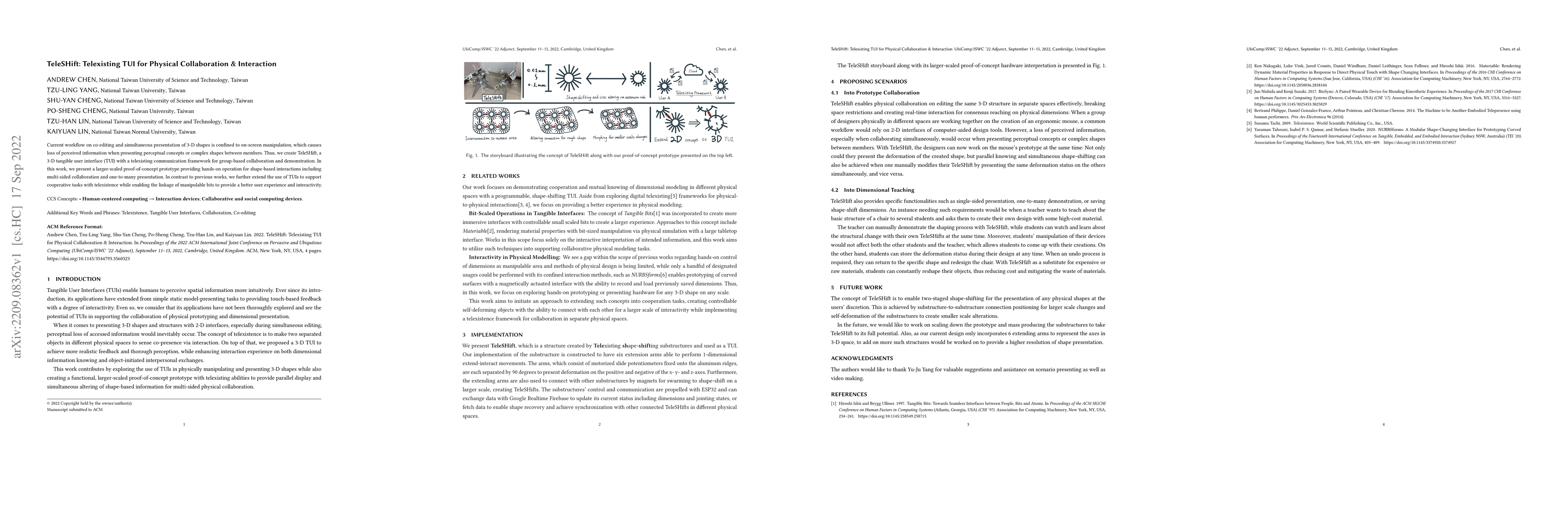 Thumbnail for TeleSHift: Telexisting TUI for Physical Collaboration & Interaction