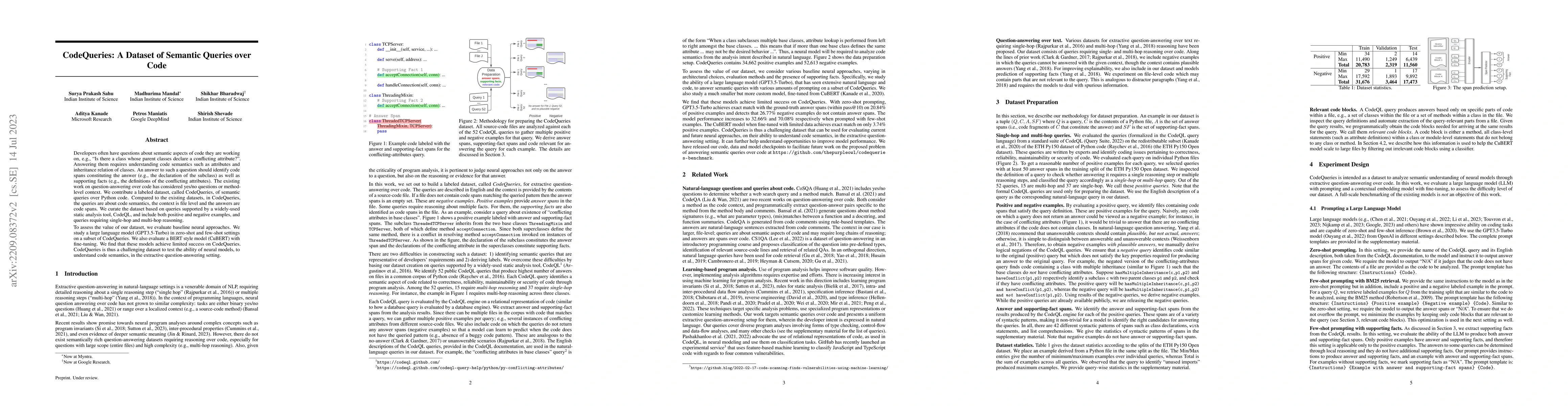 Thumbnail for CodeQueries: A Dataset of Semantic Queries over Code