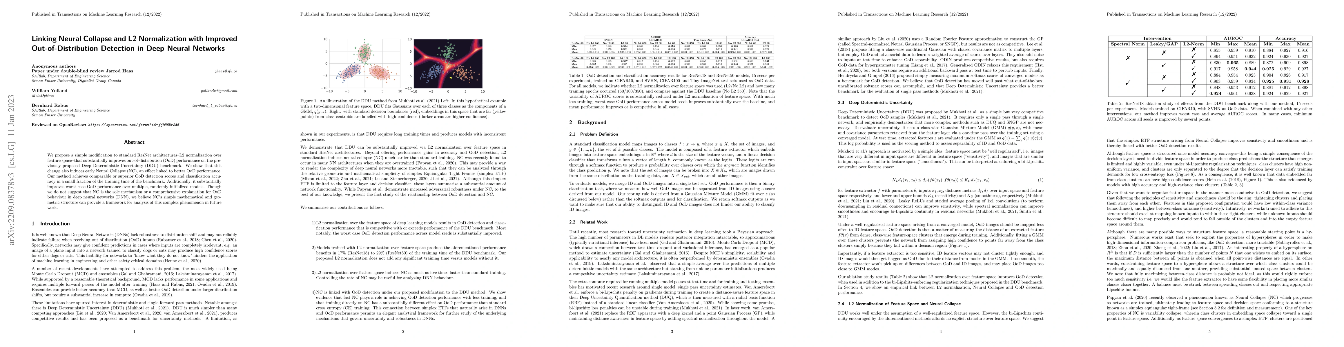 Thumbnail for Linking Neural Collapse and L2 Normalization with Improved
  Out-of-Distribution Detection in Deep Neural Networks