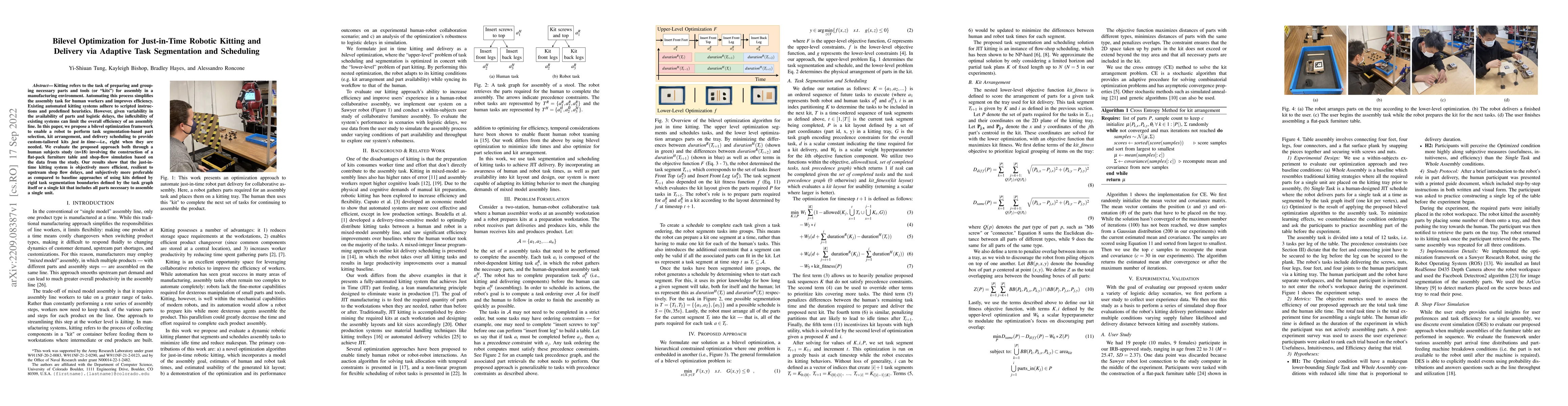 Thumbnail for Bilevel Optimization for Just-in-Time Robotic Kitting and Delivery via
  Adaptive Task Segmentation and Scheduling