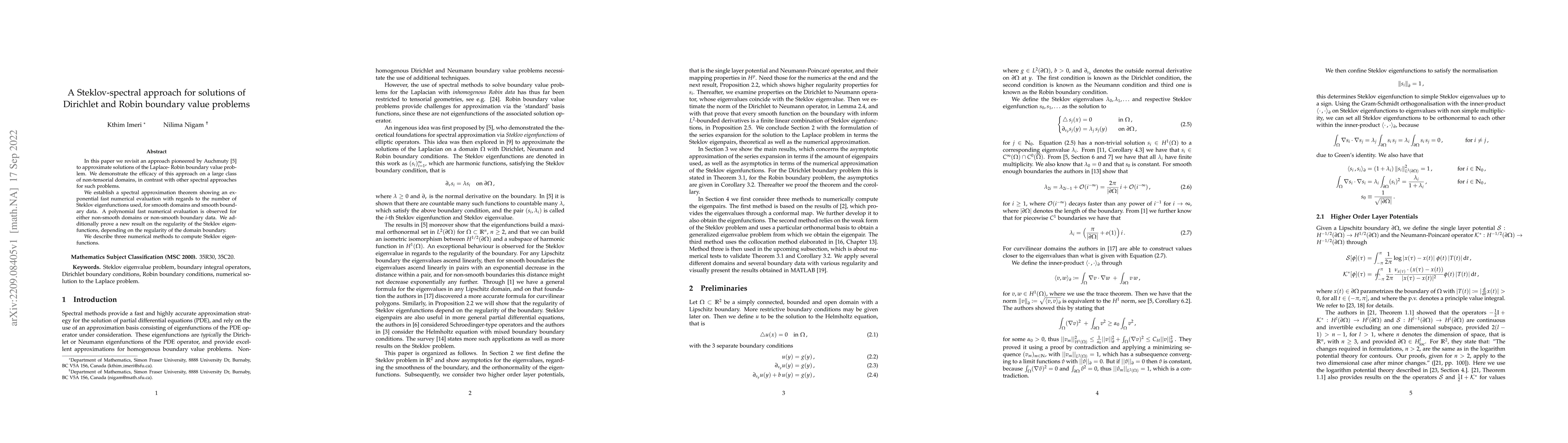 Thumbnail for A Steklov-spectral approach for solutions of Dirichlet and Robin
  boundary value problems