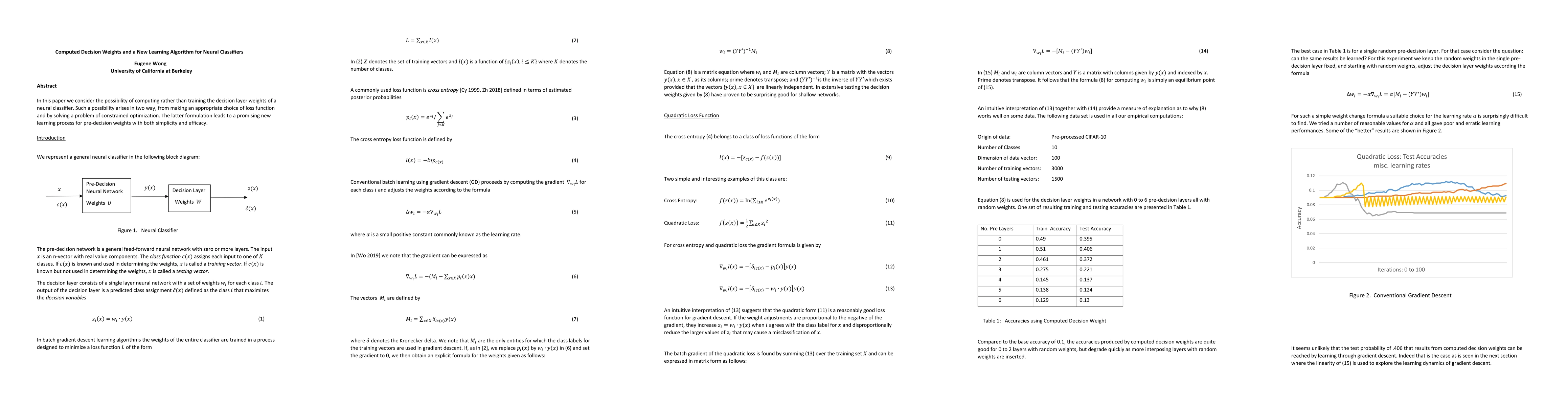 Thumbnail for Computed Decision Weights and a New Learning Algorithm for Neural
  Classifiers