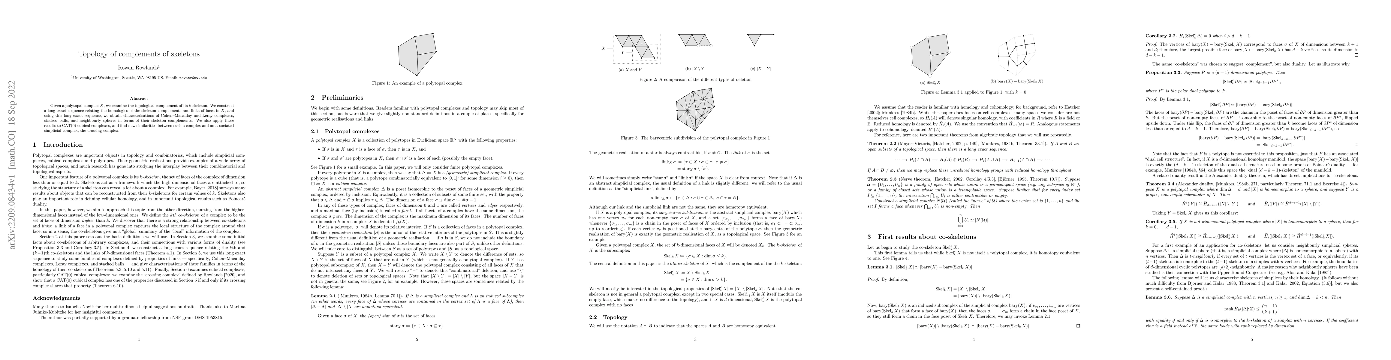 Thumbnail for Topology of complements of skeletons