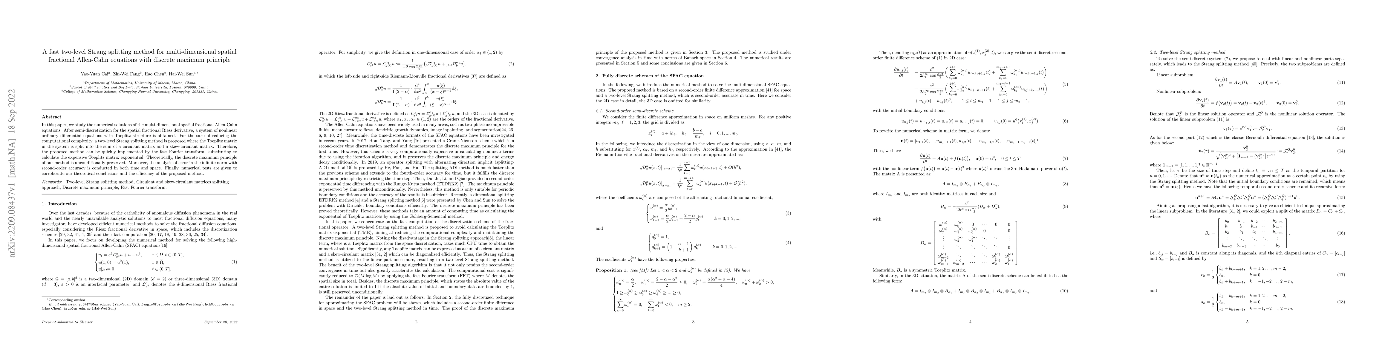 Thumbnail for A fast two-level Strang splitting method for multi-dimensional spatial
  fractional Allen-Cahn equations with discrete maximum principle