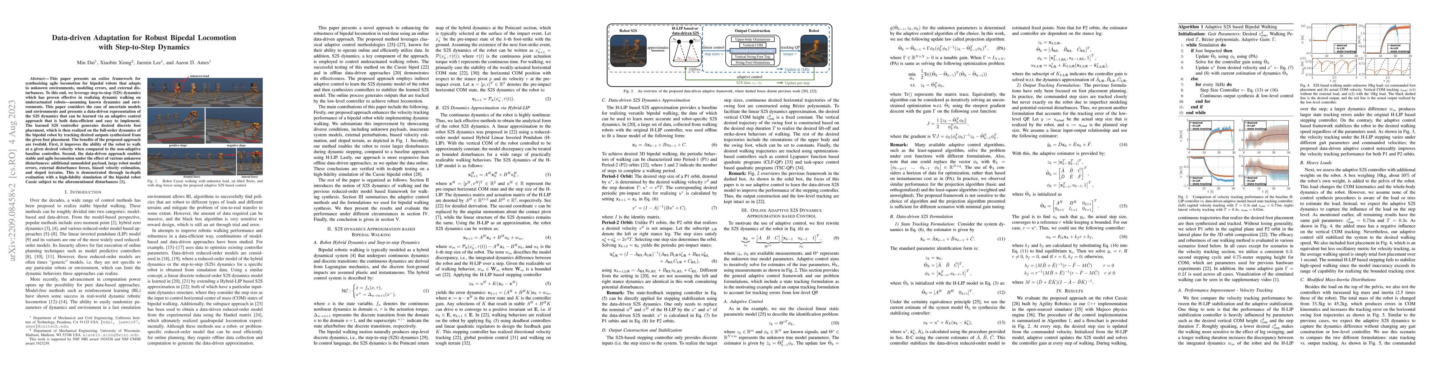 Thumbnail for Data-driven Adaptation for Robust Bipedal Locomotion with Step-to-Step
  Dynamics
