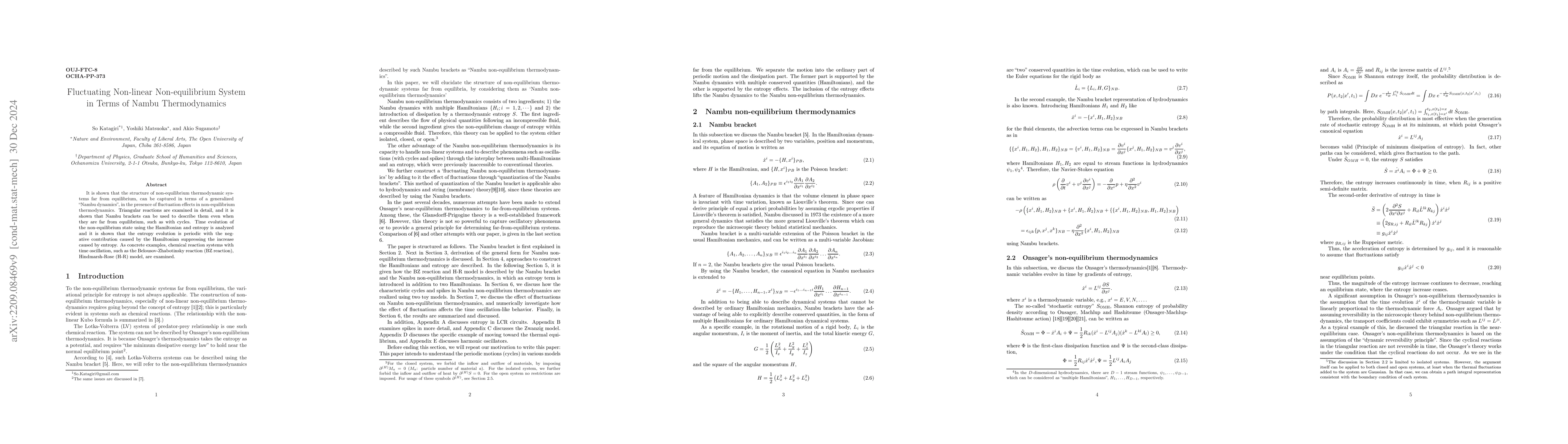Thumbnail for Fluctuating Non-linear Non-equilibrium System in Terms of Nambu
  Thermodynamics