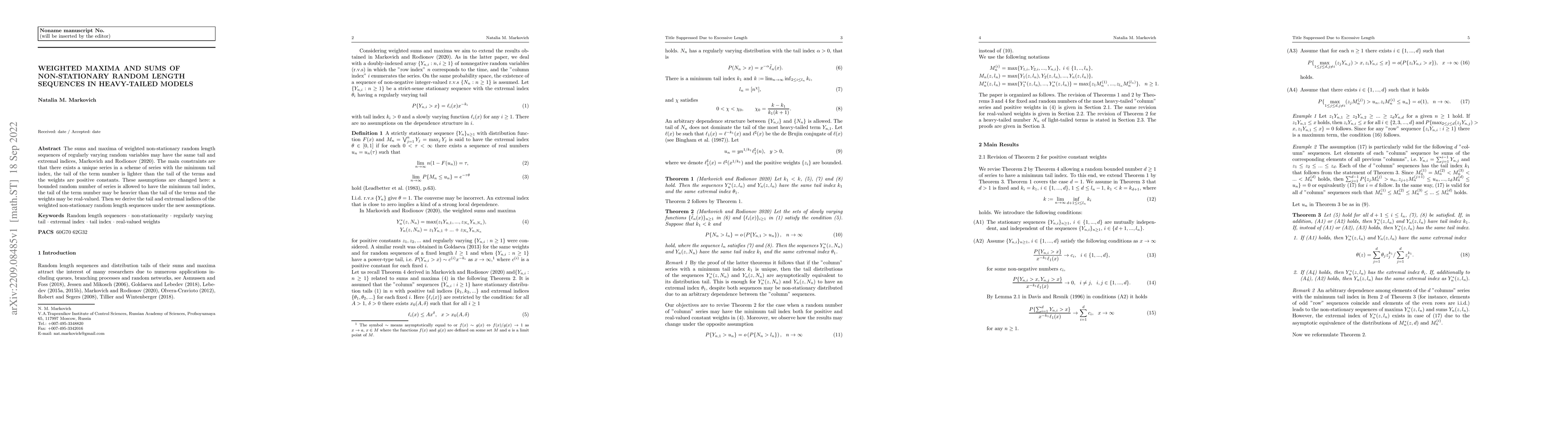 Thumbnail for Weighted maxima and sums of non-stationary random length sequences in
  heavy-tailed models
