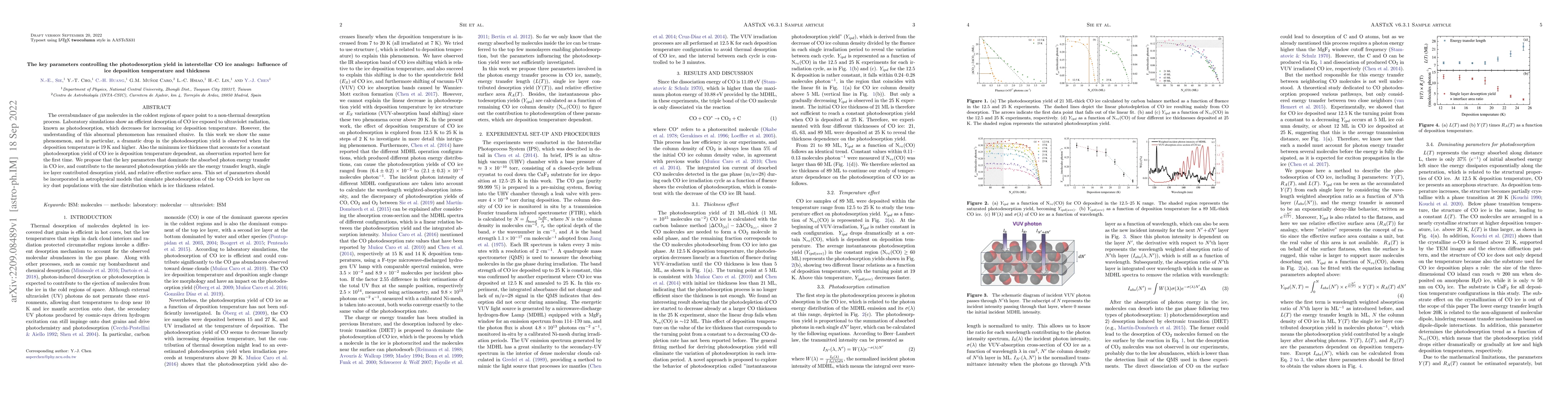 Thumbnail for The key parameters controlling the photodesorption yield in interstellar
  CO ice analogs: Influence of ice deposition temperature and thickness