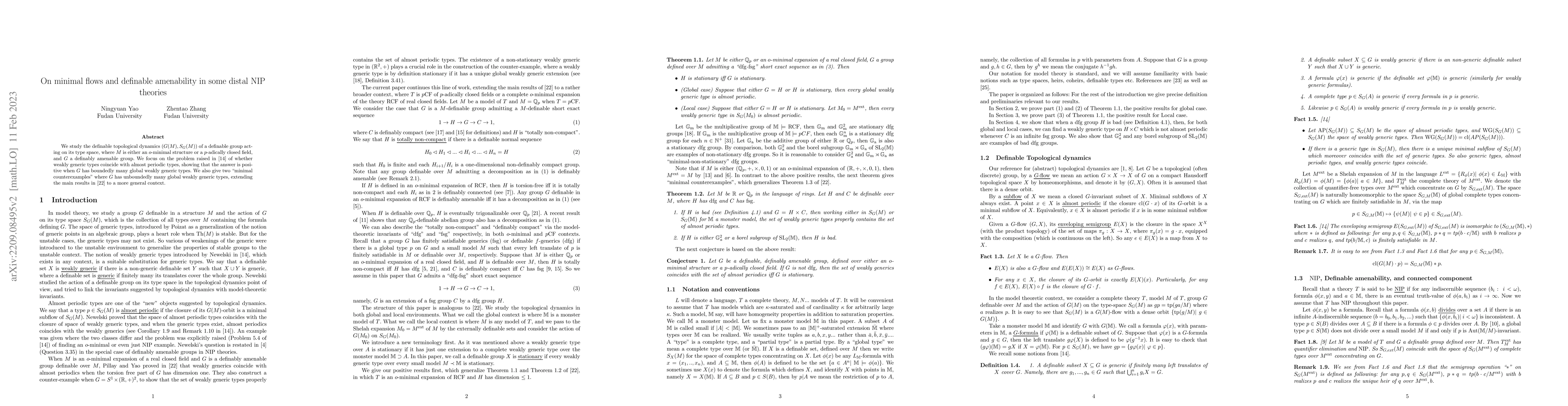 Thumbnail for On minimal flows and definable amenability in some distal NIP theories