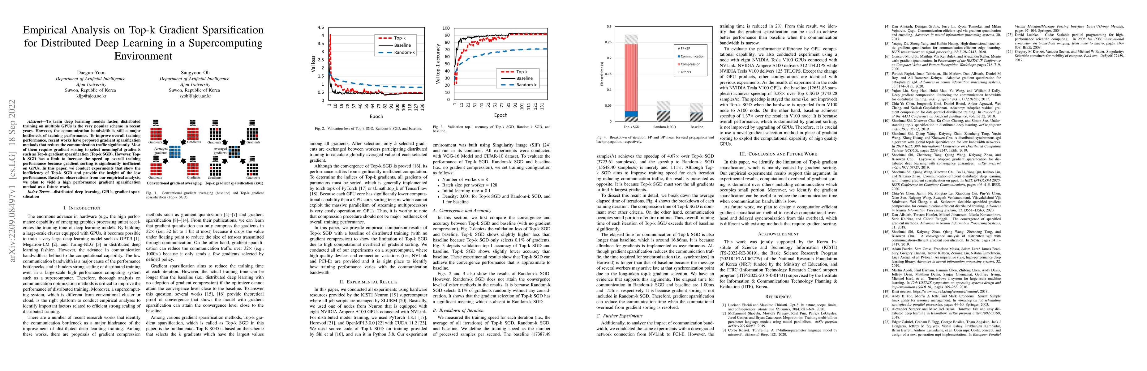 Thumbnail for Empirical Analysis on Top-k Gradient Sparsification for Distributed Deep
  Learning in a Supercomputing Environment