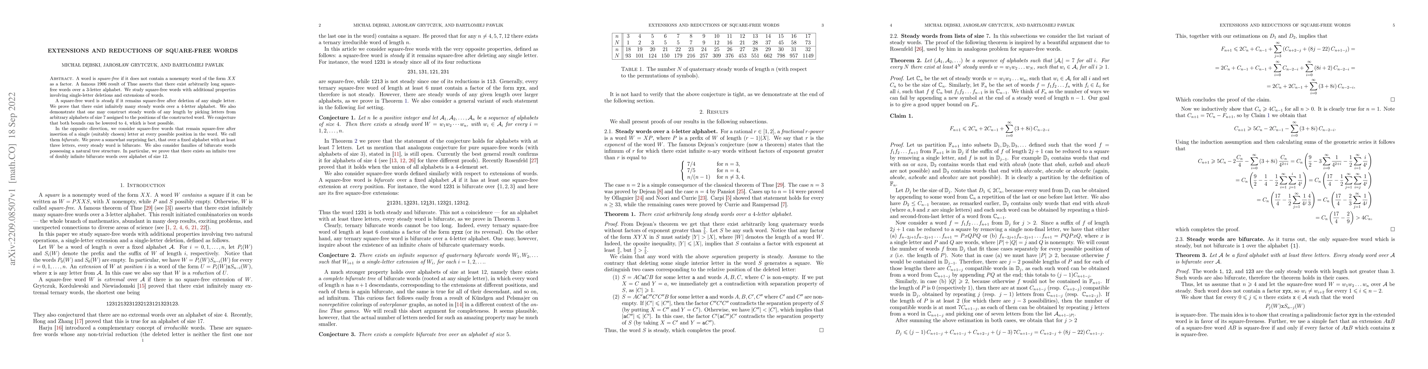 Thumbnail for Extensions and reductions of square-free words