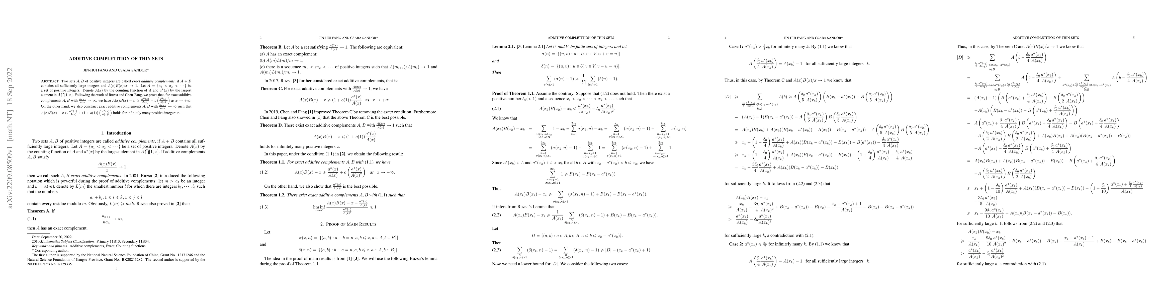 Thumbnail for Additive completition of thin sets