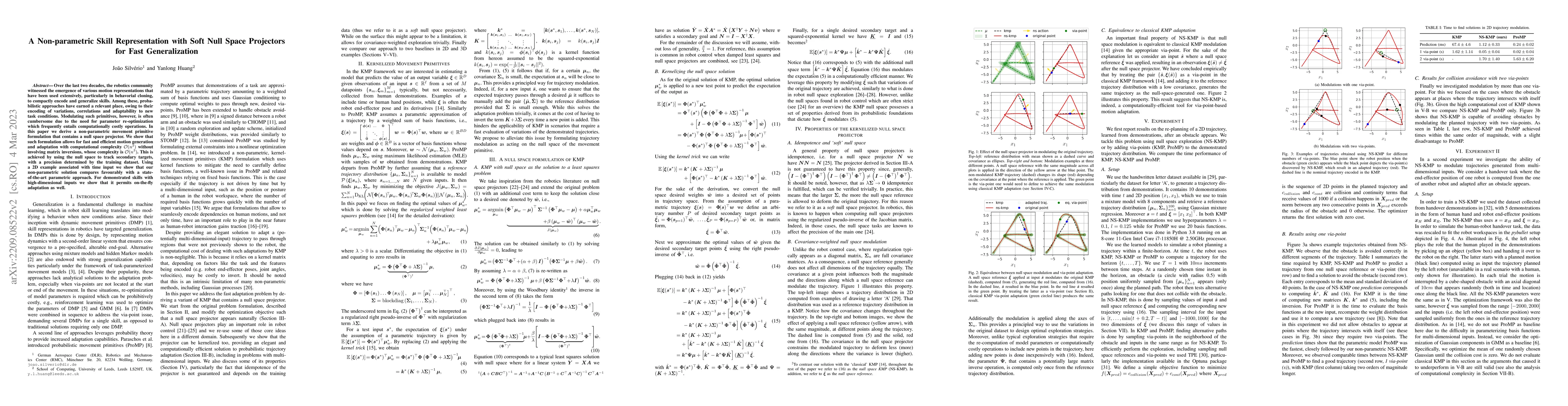 Thumbnail for A Non-parametric Skill Representation with Soft Null Space Projectors
  for Fast Generalization