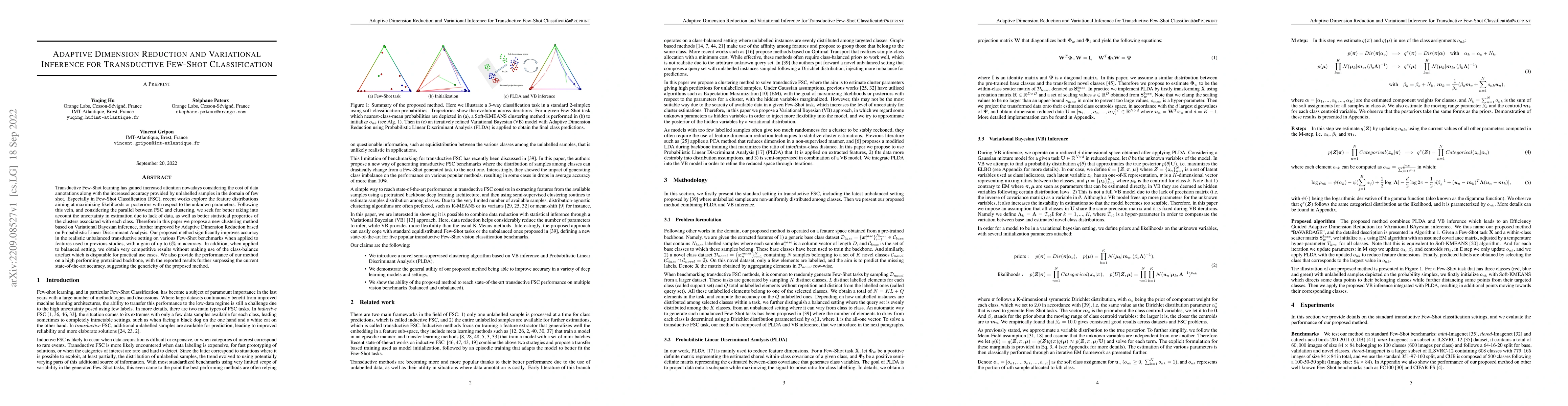 Thumbnail for Adaptive Dimension Reduction and Variational Inference for Transductive
  Few-Shot Classification