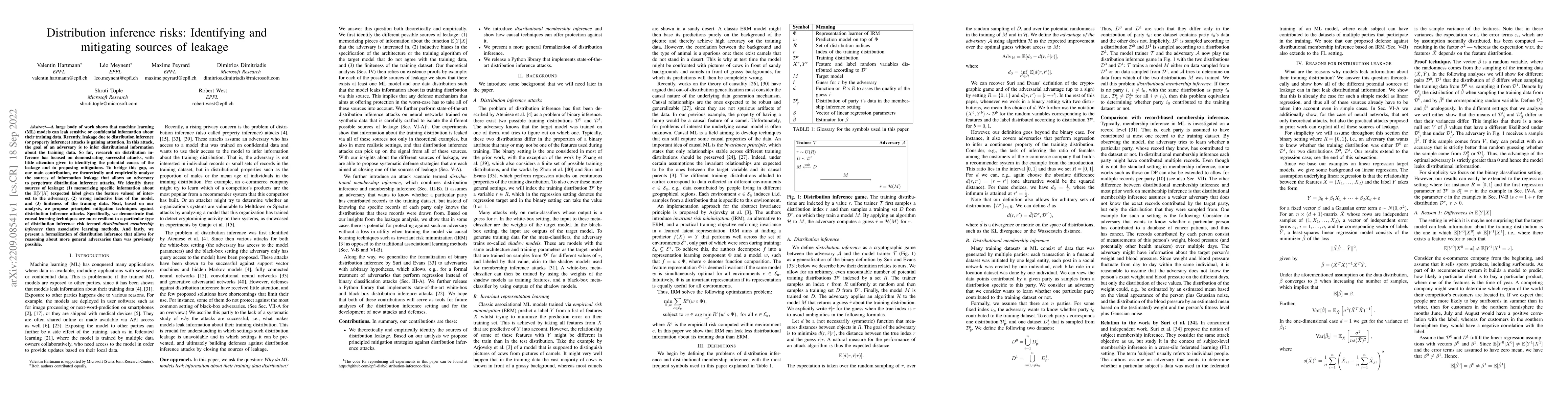 Thumbnail for Distribution inference risks: Identifying and mitigating sources of
  leakage