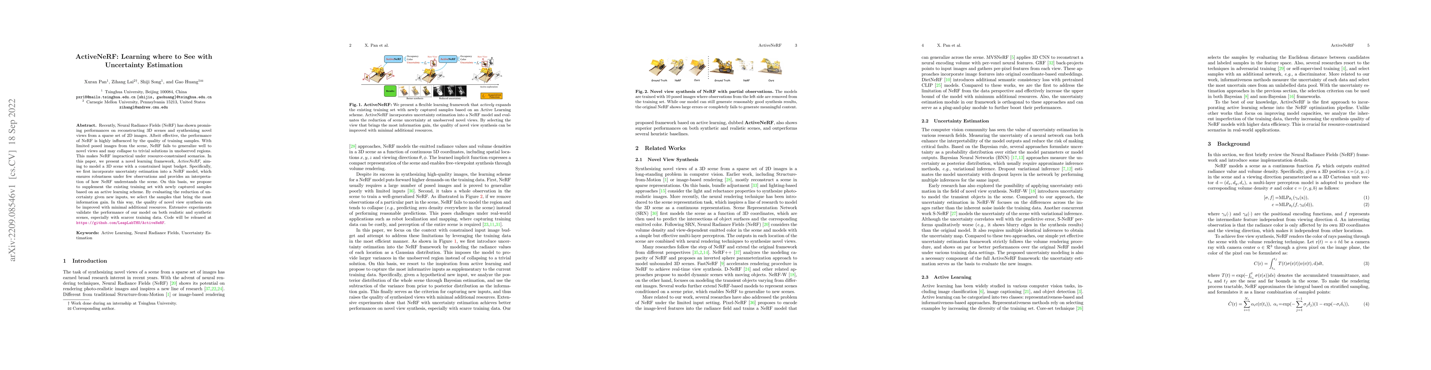 Thumbnail for ActiveNeRF: Learning where to See with Uncertainty Estimation