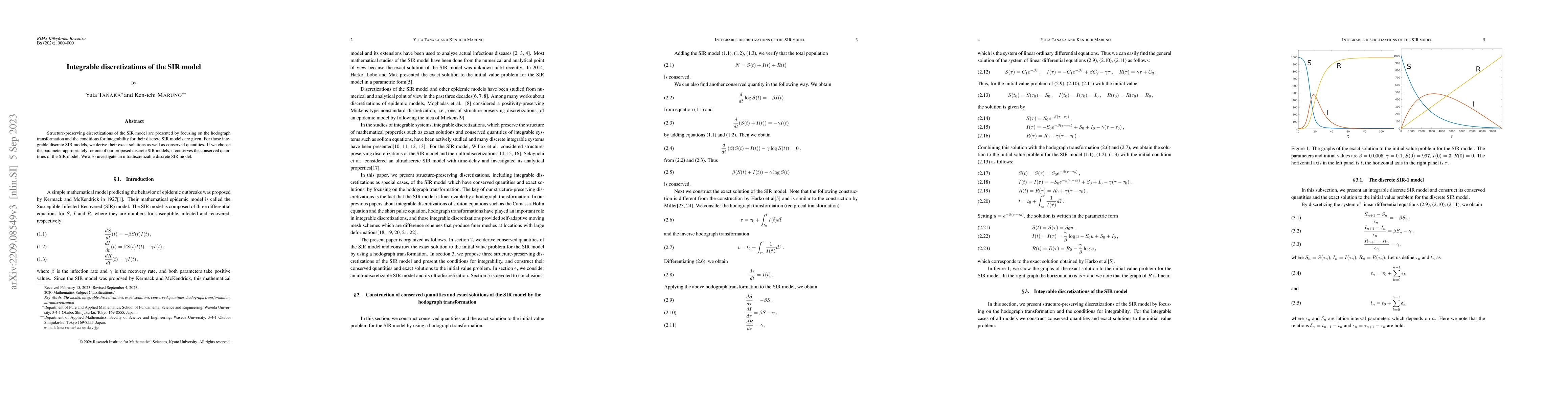 Thumbnail for Integrable discretizations of the SIR model