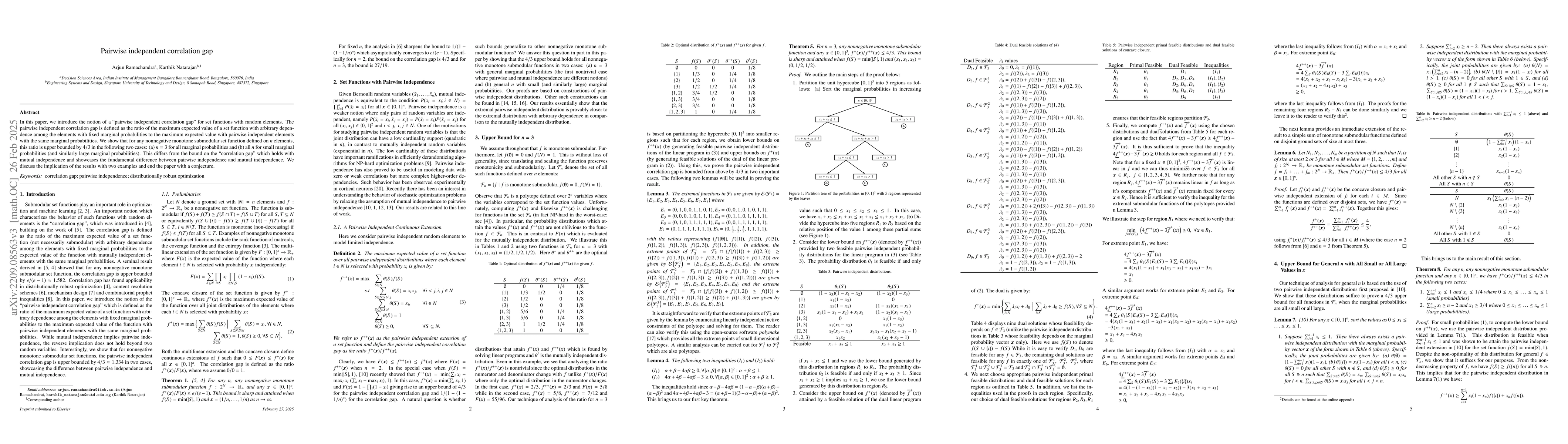 Thumbnail for Submodularity, pairwise independence and correlation gap