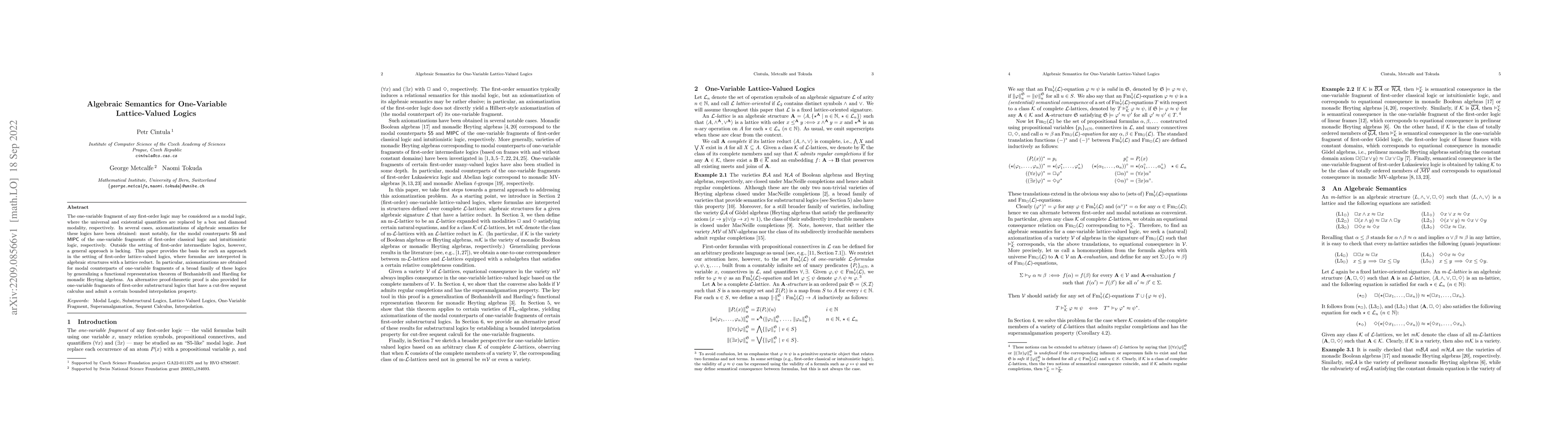 Thumbnail for Algebraic semantics for one-variable lattice-valued logics