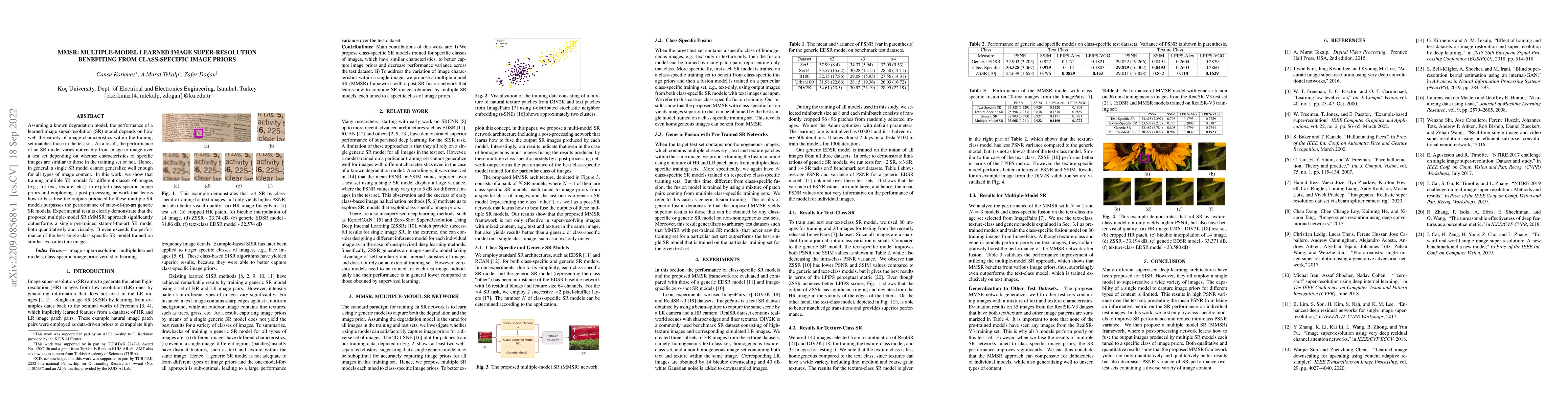 Thumbnail for MMSR: Multiple-Model Learned Image Super-Resolution Benefiting From
  Class-Specific Image Priors
