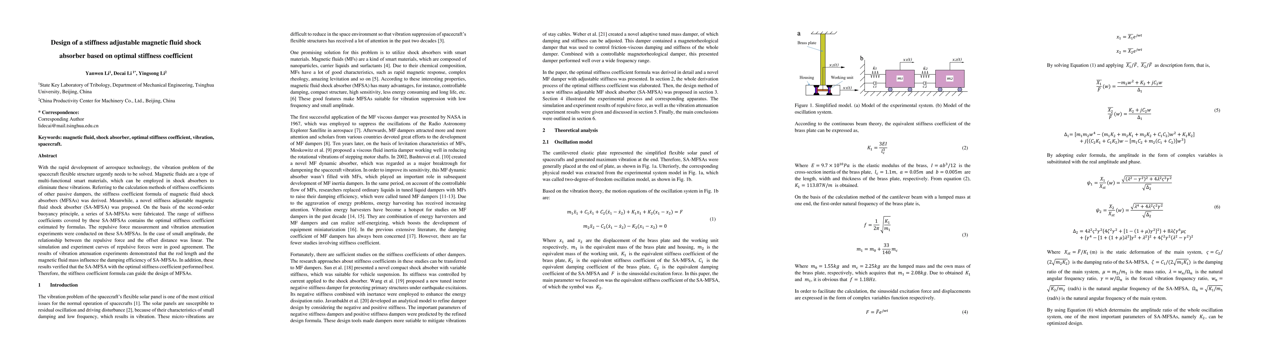Thumbnail for Design of a stiffness adjustable magnetic fluid shock absorber based on
  optimal stiffness coefficient
