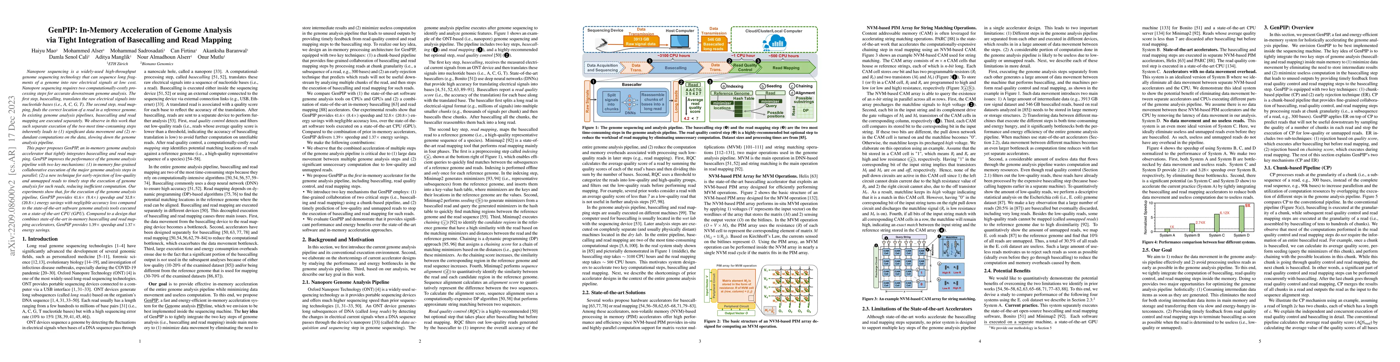 Thumbnail for GenPIP: In-Memory Acceleration of Genome Analysis via Tight Integration
  of Basecalling and Read Mapping